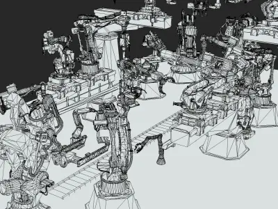 Industrial Robot Pack Low-poly 3D model