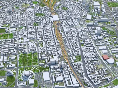 Katowice Downtown Poland Low-poly 3D model