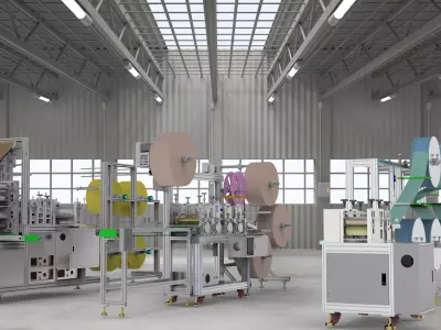 Ear less semi-automatic N95 mask machine Assembly 3D model