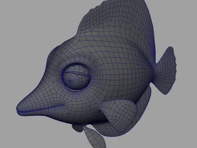 Fish lowpoly model head Low-poly 3D model
