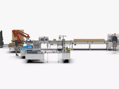 Automatic Loading and Unloading Labeling and Palletizing Line 3D model