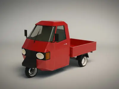 Low Poly Three Wheeled Pickup 02 Low-poly 3D model