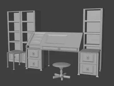 Modern Desk Furniture 3D model