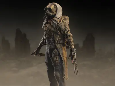 Post Apocalytic Hunter Low-poly 3D model