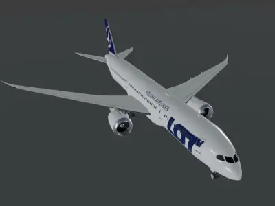 LOT Polish airlines Boeing 787-9 dreamliner 3d model Low-poly 3D model