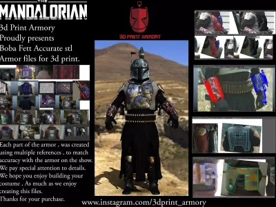 Mandalorian Boba Fett full armor STL file for 3d print 3D model