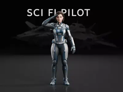 Sci Fi Female Pilot - Rigged Low-poly 3D model