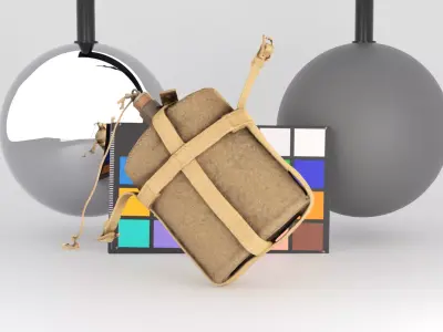 Military flask 37 Low-poly 3D model