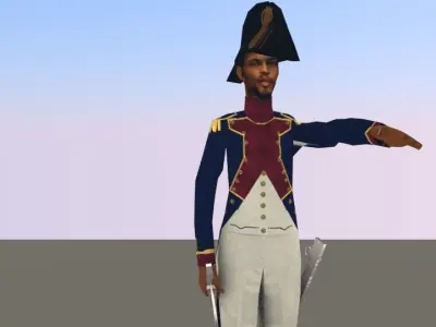 Black OFFICER LOW POLY Napoleonic wars Low-poly 3D model