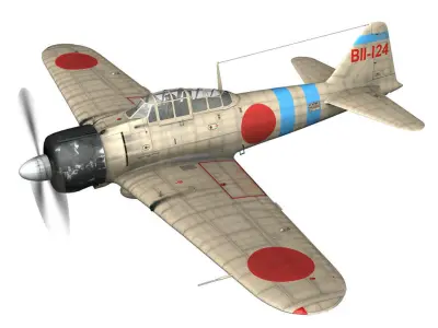 Mitsubishi A6M2 Zero - Carrier Hiryu 3D model