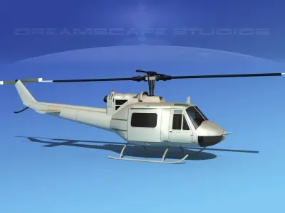 Bell UH-1B Iroquois Unmarked Military 3D model