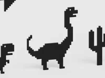 Pixel Dinosaur Pack Low-poly 3D model