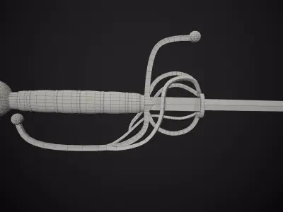 Rapier PBR Low-Poly Game Ready medieval sword Low-poly 3D model