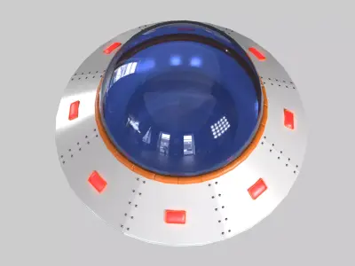 Cartoon UFO PBR Low-poly 3D model