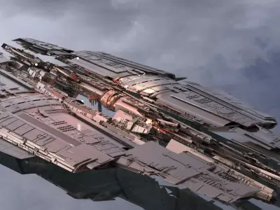 Science fiction landing pad with jet systems launch 3D model