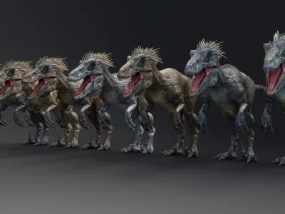 Dinosaur UtahRaptor PBR Project Low-poly 3D model