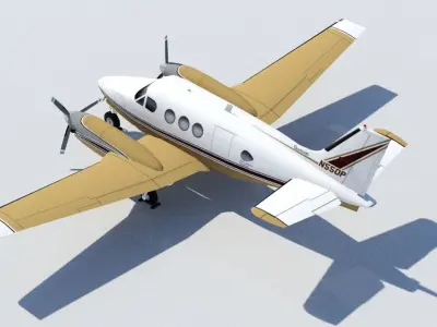 Beechcraft King Air C90 static Low Poly Low-poly 3D model