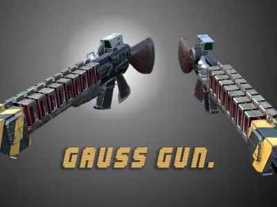 Gauss gun Low-poly 3D model