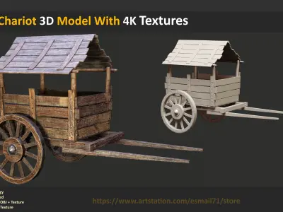 10 Chariot 3D Model With 4K Textures Low-poly 3D model