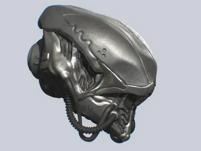 Alien helmet Low-poly 3D model