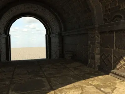 Modular Courtyard Low-poly 3D model