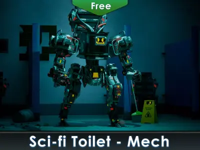 Sci-Fi Toilet Mech Free low-poly 3D model