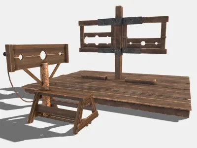Medieval Stocks Low-poly 3D model