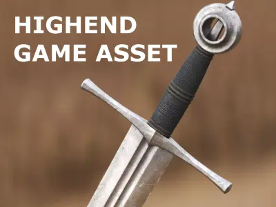 Medieval Sword for Games and Cinematics 06 Low-poly 3D model