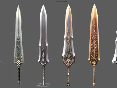 synthetic heavy sword Low-poly 3D model