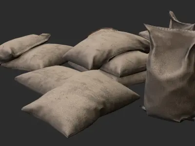 Military Sand Bags Assets 02 Low-poly 3D model