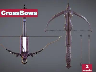 PBR Medieval Arrows Bows Crossbows Pack - 57 Assets 3D model