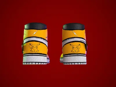 Sneakers nike jordan 1 Pikachu game ready pbr  Low-poly 3D model