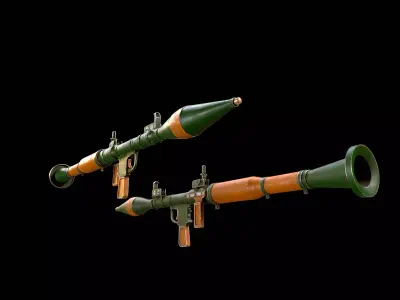 Low Poly Heavy Weapons Pack 4 In 1 - Textured  Low-poly 3D model