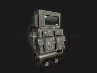 Sci-Fi Military Backpack - Character Design - Camouflage Low-poly 3D model