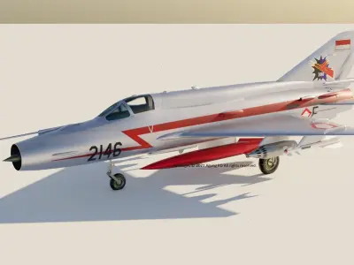 MiG-21 Indonesian Air Force Low-poly 3D model - NO Textures Low-poly 3D model