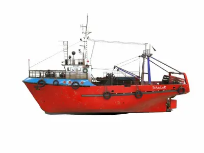 Fishing Trawler Low-poly PBR Low-poly 3D model