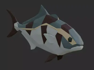 Low Poly Banded Rudderfish Low-poly 3D model
