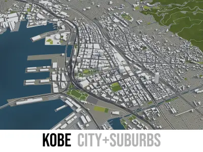 Kobe - city and surroundings 3D model