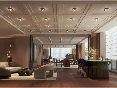 Modern Luxury Private Office Interior Scene 3D model