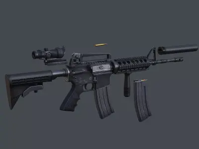 3DRT - Modern Firearms Animated - M4 Carbine Low-poly 3D model