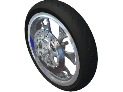 BLack Motorcycle Wheel 3D model 3D model