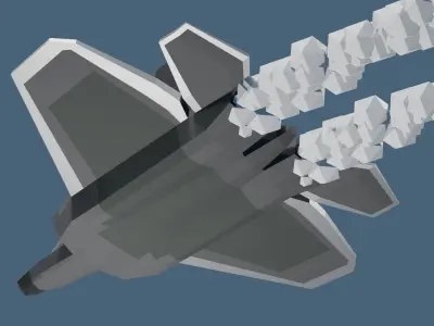 F22 inspired Fighter Jet with Flight Animation Low-poly 3D model