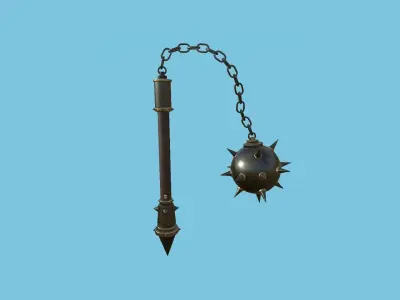 Medieval Flail 04 Black Dark - Character Fantasy Weaponry Low-poly 3D model
