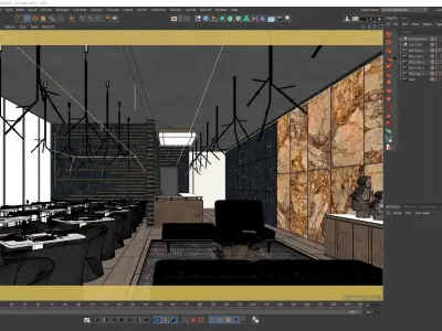 Redshift - C4D Scene files - Luxury Restaurant Scene 3D model