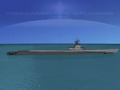 Gato Class Submarine SS-249 USS Flasher 3D model