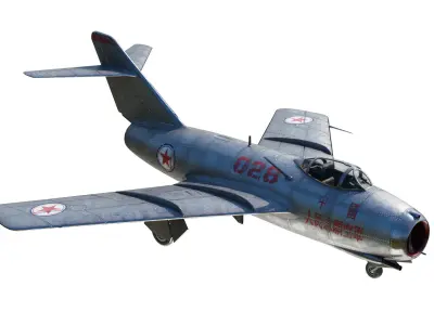 PBR Korean War Mig15 Fighter PLAAF Low-poly 3D model