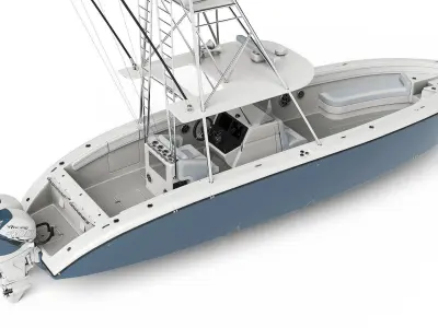 Sport fishing boat Light Grey 3D model