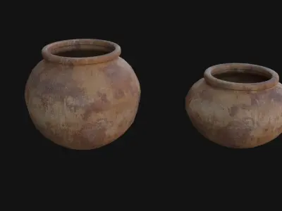 old Vases set 4 Low-poly 3D model