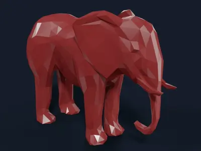 Low Poly Elephant polygonal Low-poly 3D model