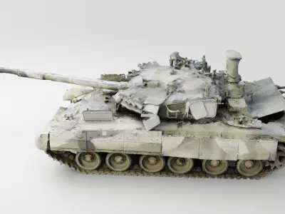 Russian T-80 tank destroyed by Ukrainian army 3D model